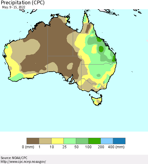 Australia Precipitation (CPC) Thematic Map For 5/9/2022 - 5/15/2022