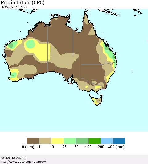 Australia Precipitation (CPC) Thematic Map For 5/16/2022 - 5/22/2022