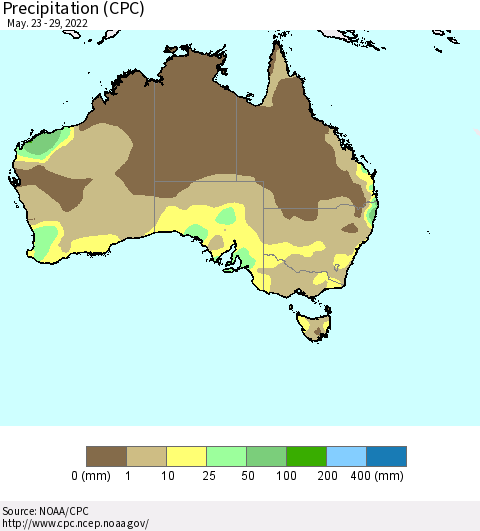 Australia Precipitation (CPC) Thematic Map For 5/23/2022 - 5/29/2022
