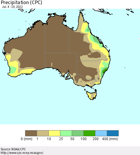Australia Precipitation (CPC) Thematic Map For 7/4/2022 - 7/10/2022