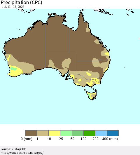 Australia Precipitation (CPC) Thematic Map For 7/11/2022 - 7/17/2022