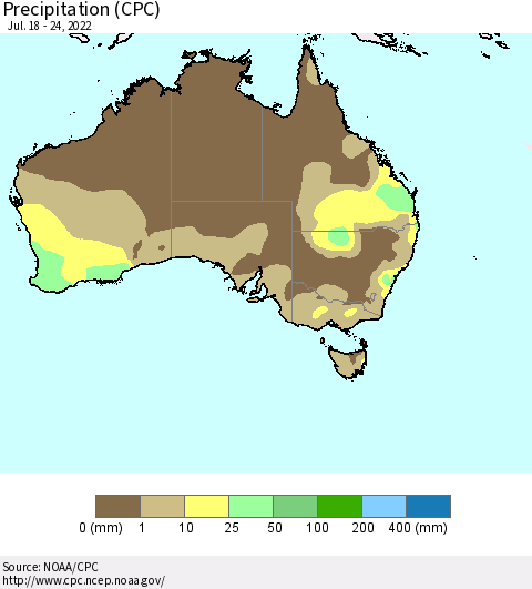 Australia Precipitation (CPC) Thematic Map For 7/18/2022 - 7/24/2022