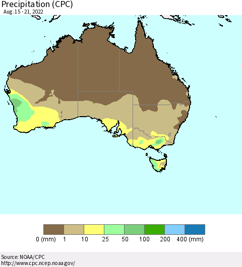 Australia Precipitation (CPC) Thematic Map For 8/15/2022 - 8/21/2022