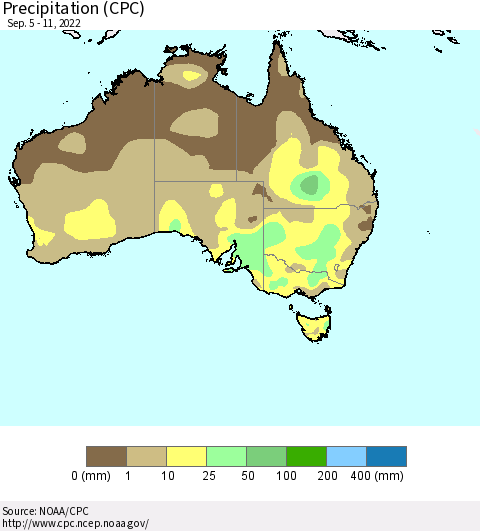 Australia Precipitation (CPC) Thematic Map For 9/5/2022 - 9/11/2022