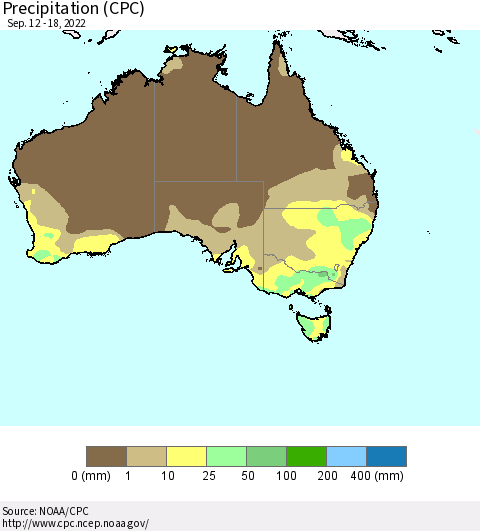 Australia Precipitation (CPC) Thematic Map For 9/12/2022 - 9/18/2022