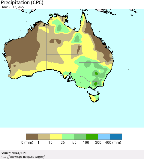 Australia Precipitation (CPC) Thematic Map For 11/7/2022 - 11/13/2022