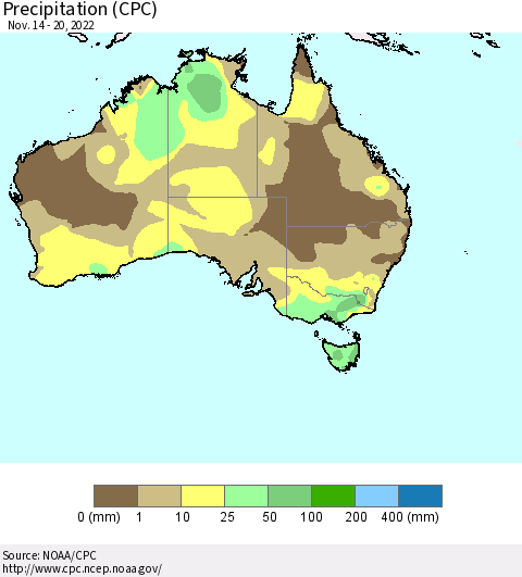 Australia Precipitation (CPC) Thematic Map For 11/14/2022 - 11/20/2022