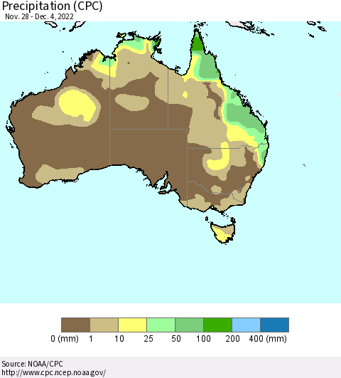 Australia Precipitation (CPC) Thematic Map For 11/28/2022 - 12/4/2022