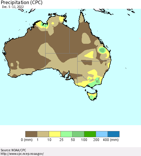 Australia Precipitation (CPC) Thematic Map For 12/5/2022 - 12/11/2022