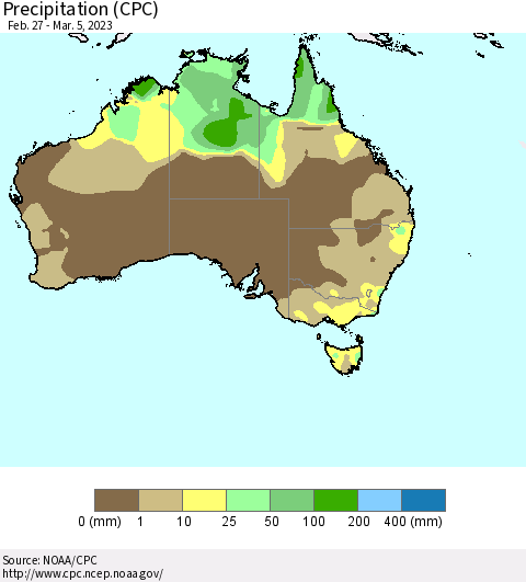 Australia Precipitation (CPC) Thematic Map For 2/27/2023 - 3/5/2023