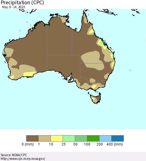 Australia Precipitation (CPC) Thematic Map For 5/8/2023 - 5/14/2023