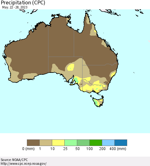 Australia Precipitation (CPC) Thematic Map For 5/22/2023 - 5/28/2023