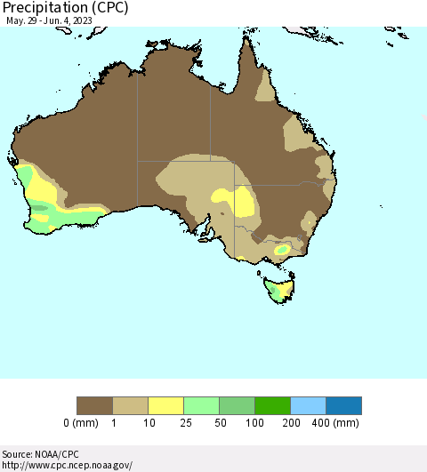 Australia Precipitation (CPC) Thematic Map For 5/29/2023 - 6/4/2023