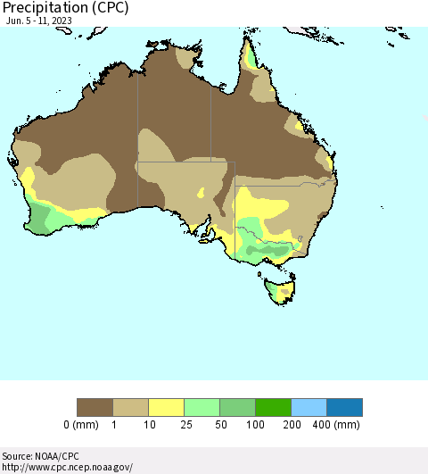 Australia Precipitation (CPC) Thematic Map For 6/5/2023 - 6/11/2023