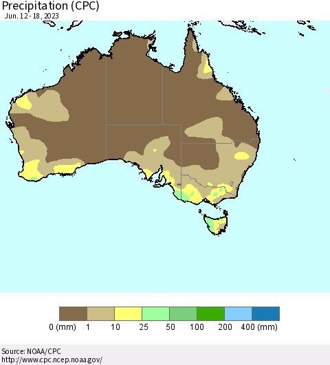 Australia Precipitation (CPC) Thematic Map For 6/12/2023 - 6/18/2023