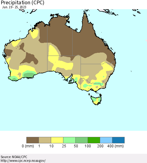 Australia Precipitation (CPC) Thematic Map For 6/19/2023 - 6/25/2023