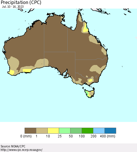 Australia Precipitation (CPC) Thematic Map For 7/10/2023 - 7/16/2023
