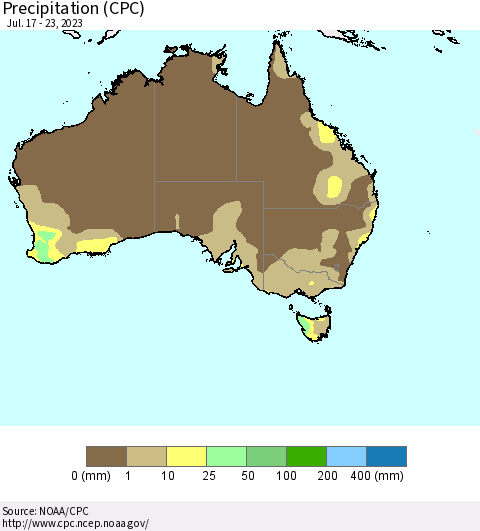 Australia Precipitation (CPC) Thematic Map For 7/17/2023 - 7/23/2023