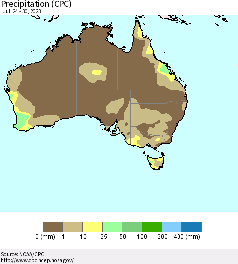 Australia Precipitation (CPC) Thematic Map For 7/24/2023 - 7/30/2023