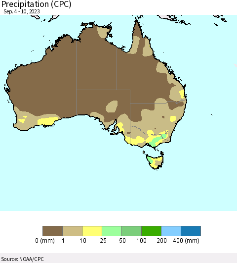 Australia Precipitation (CPC) Thematic Map For 9/4/2023 - 9/10/2023