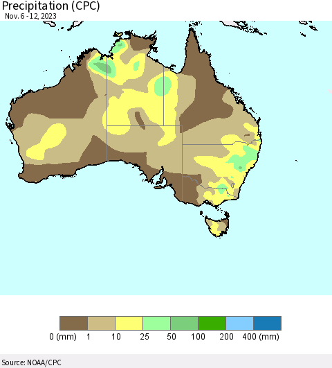 Australia Precipitation (CPC) Thematic Map For 11/6/2023 - 11/12/2023