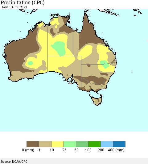 Australia Precipitation (CPC) Thematic Map For 11/13/2023 - 11/19/2023