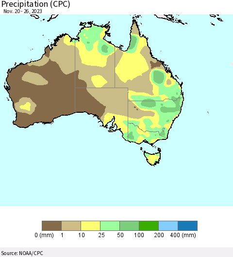 Australia Precipitation (CPC) Thematic Map For 11/20/2023 - 11/26/2023