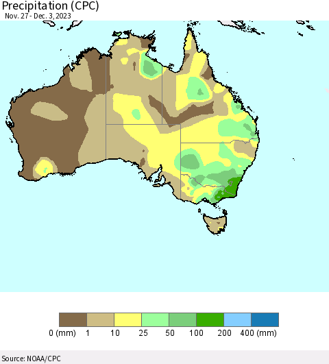Australia Precipitation (CPC) Thematic Map For 11/27/2023 - 12/3/2023