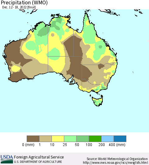 Australia Precipitation (WMO) Thematic Map For 12/12/2022 - 12/18/2022