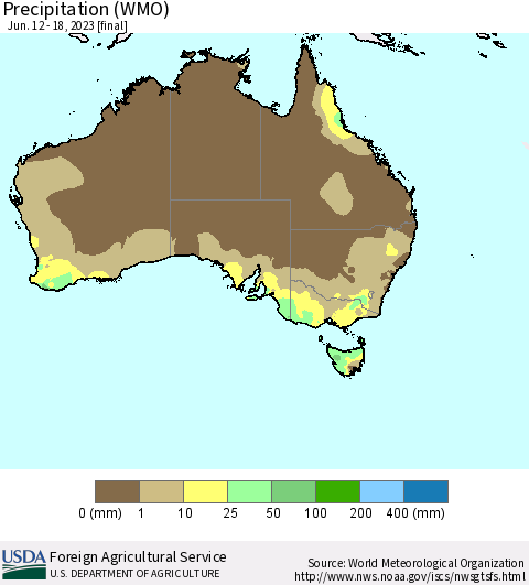 Australia Precipitation (WMO) Thematic Map For 6/12/2023 - 6/18/2023