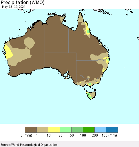 Australia Precipitation (WMO) Thematic Map For 5/13/2024 - 5/19/2024