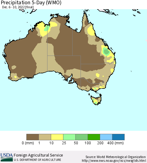 Australia Precipitation 5-Day (WMO) Thematic Map For 12/6/2022 - 12/10/2022