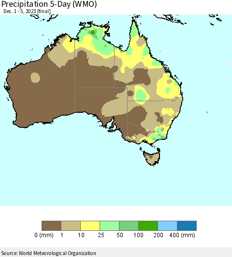 Australia Precipitation 5-Day (WMO) Thematic Map For 12/1/2023 - 12/5/2023