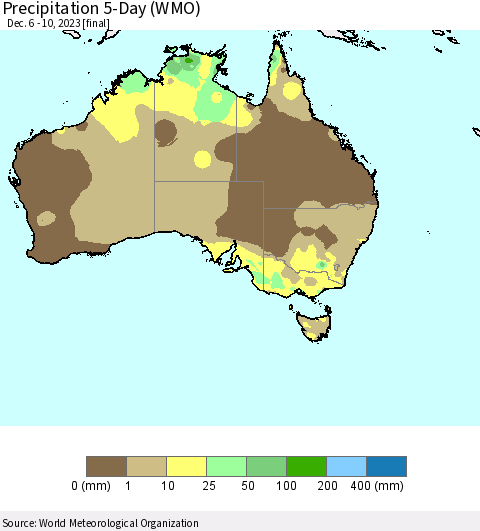 Australia Precipitation 5-Day (WMO) Thematic Map For 12/6/2023 - 12/10/2023