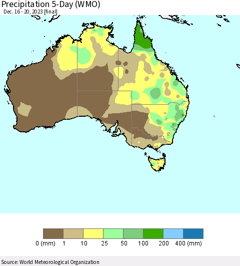 Australia Precipitation 5-Day (WMO) Thematic Map For 12/16/2023 - 12/20/2023