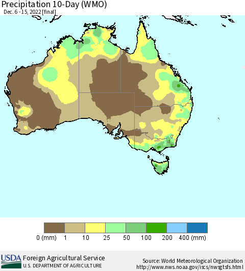 Australia Precipitation 10-Day (WMO) Thematic Map For 12/6/2022 - 12/15/2022