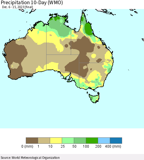 Australia Precipitation 10-Day (WMO) Thematic Map For 12/6/2023 - 12/15/2023