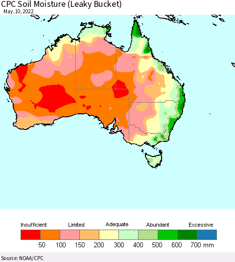 Australia CPC Soil Moisture (Leaky Bucket) Thematic Map For 5/6/2022 - 5/10/2022