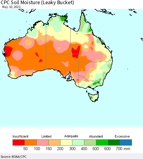 Australia CPC Soil Moisture (Leaky Bucket) Thematic Map For 5/6/2023 - 5/10/2023