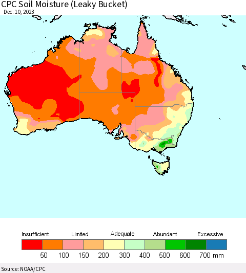 Australia CPC Soil Moisture (Leaky Bucket) Thematic Map For 12/6/2023 - 12/10/2023
