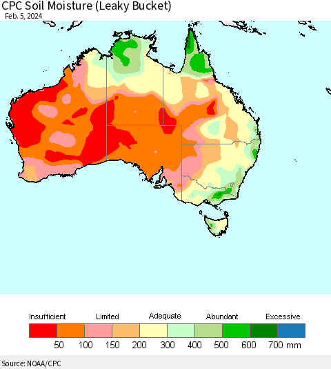 Australia CPC Soil Moisture (Leaky Bucket) Thematic Map For 2/1/2024 - 2/5/2024