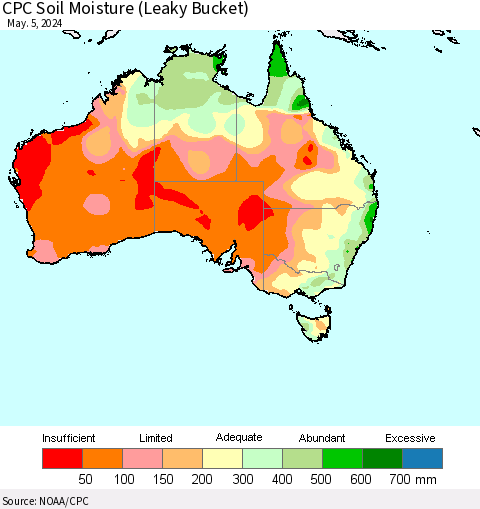 Australia CPC Soil Moisture (Leaky Bucket) Thematic Map For 5/1/2024 - 5/5/2024