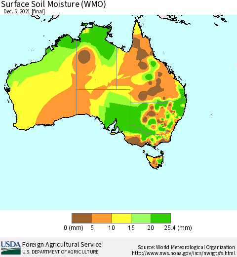 Australia Surface Soil Moisture (WMO) Thematic Map For 11/29/2021 - 12/5/2021