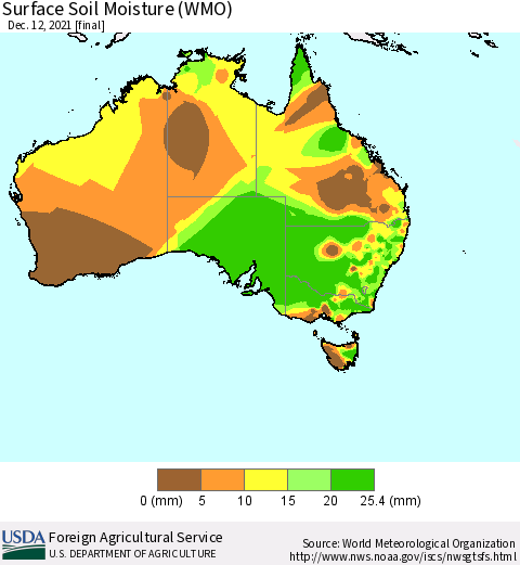 Australia Surface Soil Moisture (WMO) Thematic Map For 12/6/2021 - 12/12/2021