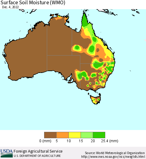 Australia Surface Soil Moisture (WMO) Thematic Map For 11/28/2022 - 12/4/2022