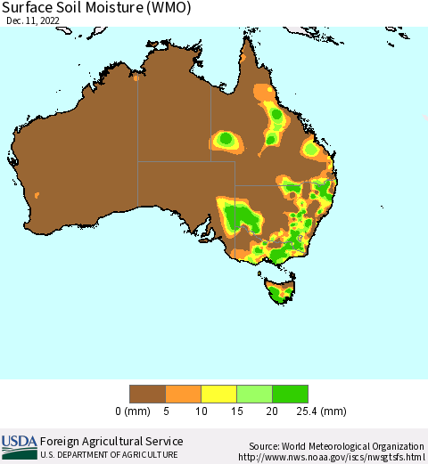 Australia Surface Soil Moisture (WMO) Thematic Map For 12/5/2022 - 12/11/2022