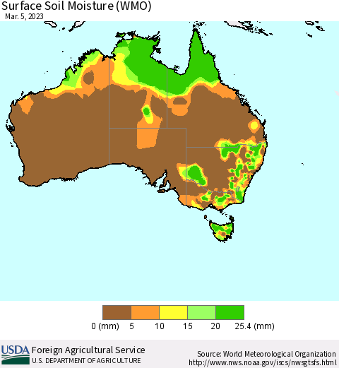 Australia Surface Soil Moisture (WMO) Thematic Map For 2/27/2023 - 3/5/2023