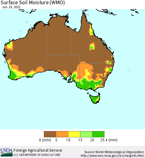 Australia Surface Soil Moisture (WMO) Thematic Map For 6/12/2023 - 6/18/2023