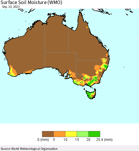 Australia Surface Soil Moisture (WMO) Thematic Map For 9/4/2023 - 9/10/2023