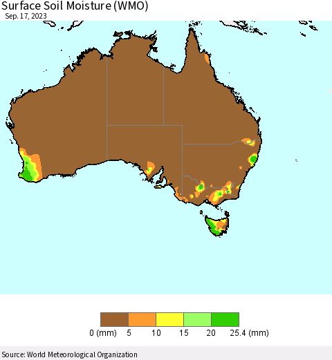Australia Surface Soil Moisture (WMO) Thematic Map For 9/11/2023 - 9/17/2023